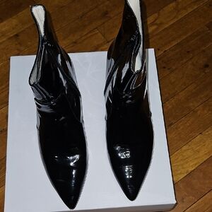 Bettye Muller Black Patent Ankle Boots